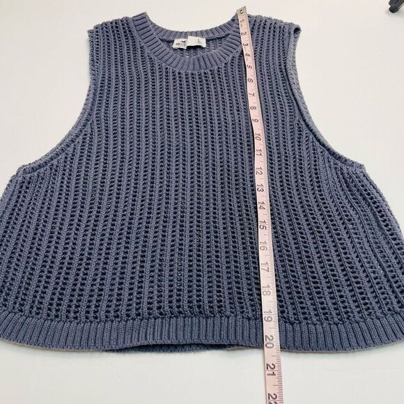 Hollister High-neck Crochet-style Sweater Tank Gray Blue Size Large - Picture 8 of 10